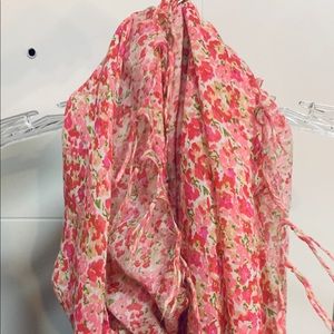 🌸Pink Floral Infinity Scarf with Fringe🌸